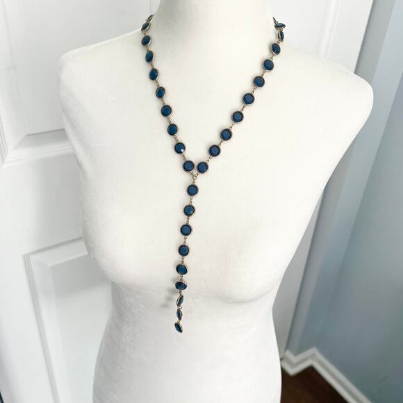 Chico's Jewelry - New with tags Chico's Lariat Royal Blue Faceted Gold Tone Station Necklace